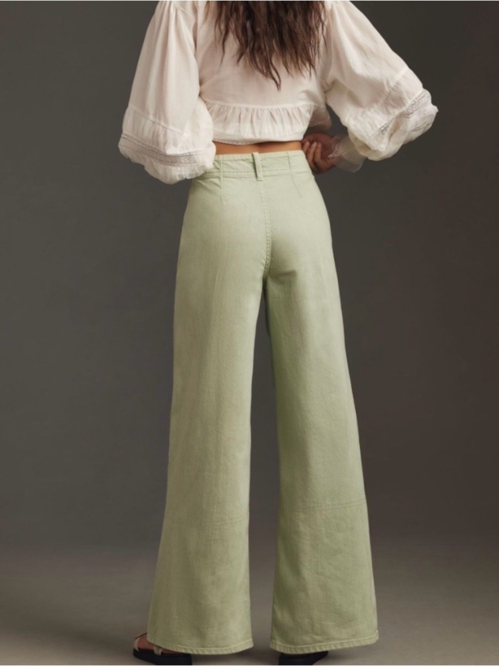 Anthropologie Pilcro Eventide Trouser High-Rise Wide-Leg Jeans Cucumber size 24